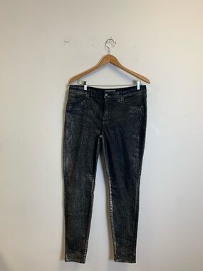 Black Metallic Skinny Jeans for Women